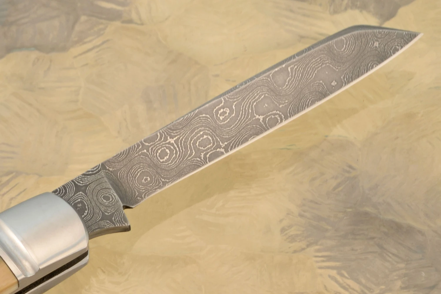 Damascus Dogleg Slipjoint With Mammoth Ivory 6 Damascus Dogleg Slipjoint With Mammoth Ivory - Image 6