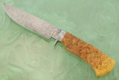 Mosaic Damascus Hunter With Carved Black Ash Burl