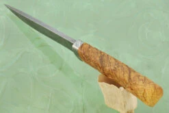 Mosaic Damascus Hunter With Carved Black Ash Burl -Optimal Knives Store 106211 4 x