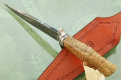 Mosaic Damascus Bowie With Golden Amboyna Burl -Optimal Knives Store 106218 4 x