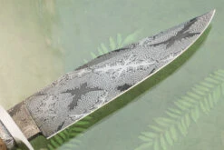 Mosaic Damascus Bowie With Golden Amboyna Burl -Optimal Knives Store 106218 6 x