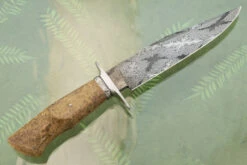 Mosaic Damascus Bowie With Golden Amboyna Burl -Optimal Knives Store 106218 7 x