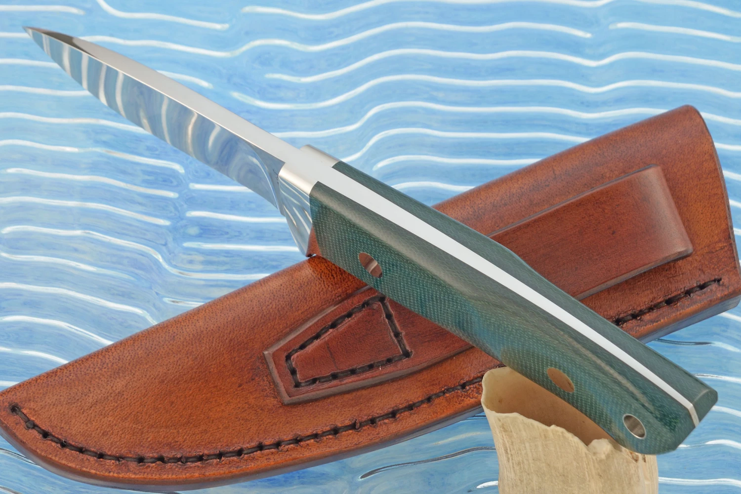 Loveless Drop Point Hunter (4") With Emerald Green Micarta 4 Loveless Drop Point Hunter (4") With Emerald Green Micarta - Image 4