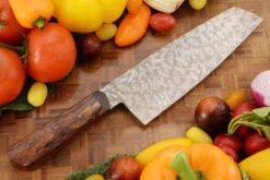 Mosaic Damascus Bunka (Chef's Knife) With Ironwood -- 7-1/2 In. -Optimal Knives Store 106243 7 x