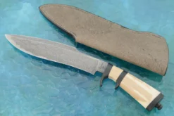 Mosaic Damascus San Mai Sub Hilt Khukri With Ancient Walrus Ivory