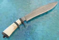 Mosaic Damascus San Mai Sub Hilt Khukri With Ancient Walrus Ivory -Optimal Knives Store 106244 7 x