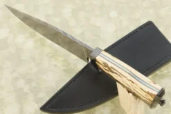 Mosaic Damascus Bowie With Mammoth Ivory And Zirconium -Optimal Knives Store 106246 4 x