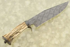Mosaic Damascus Bowie With Mammoth Ivory And Zirconium -Optimal Knives Store 106246 7 x