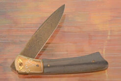 Engraved Front Flipper With Swordfish Bill And Basketweave Damascus -Optimal Knives Store 106286 5 x