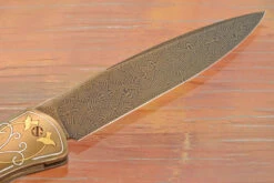 Engraved Front Flipper With Swordfish Bill And Basketweave Damascus -Optimal Knives Store 106286 6 x