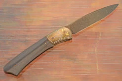 Engraved Front Flipper With Swordfish Bill And Basketweave Damascus -Optimal Knives Store 106286 7 x