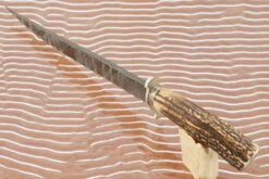 Damascus Bowie With Stag -Optimal Knives Store 106301 4 x