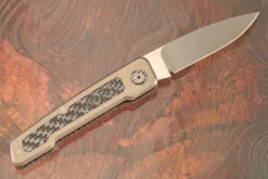 Pointer Slipjoint With Titanium And Black & White Carbon Fiber Inlays - M390 -Optimal Knives Store 106311 5 x
