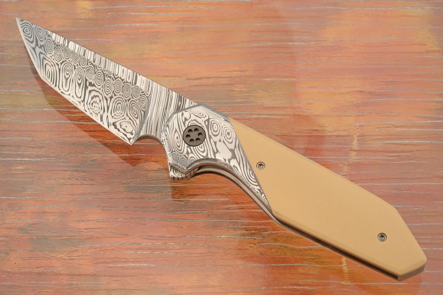 Laterus Flipper With Vintage Micarta And Damascus 1 Laterus Flipper With Vintage Micarta And Damascus