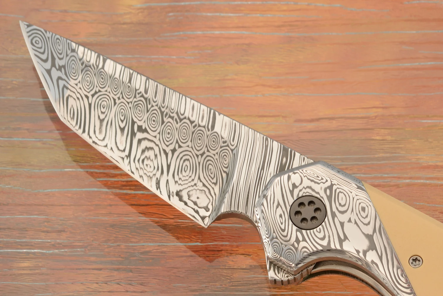 Laterus Flipper With Vintage Micarta And Damascus 2 Laterus Flipper With Vintage Micarta And Damascus - Image 2