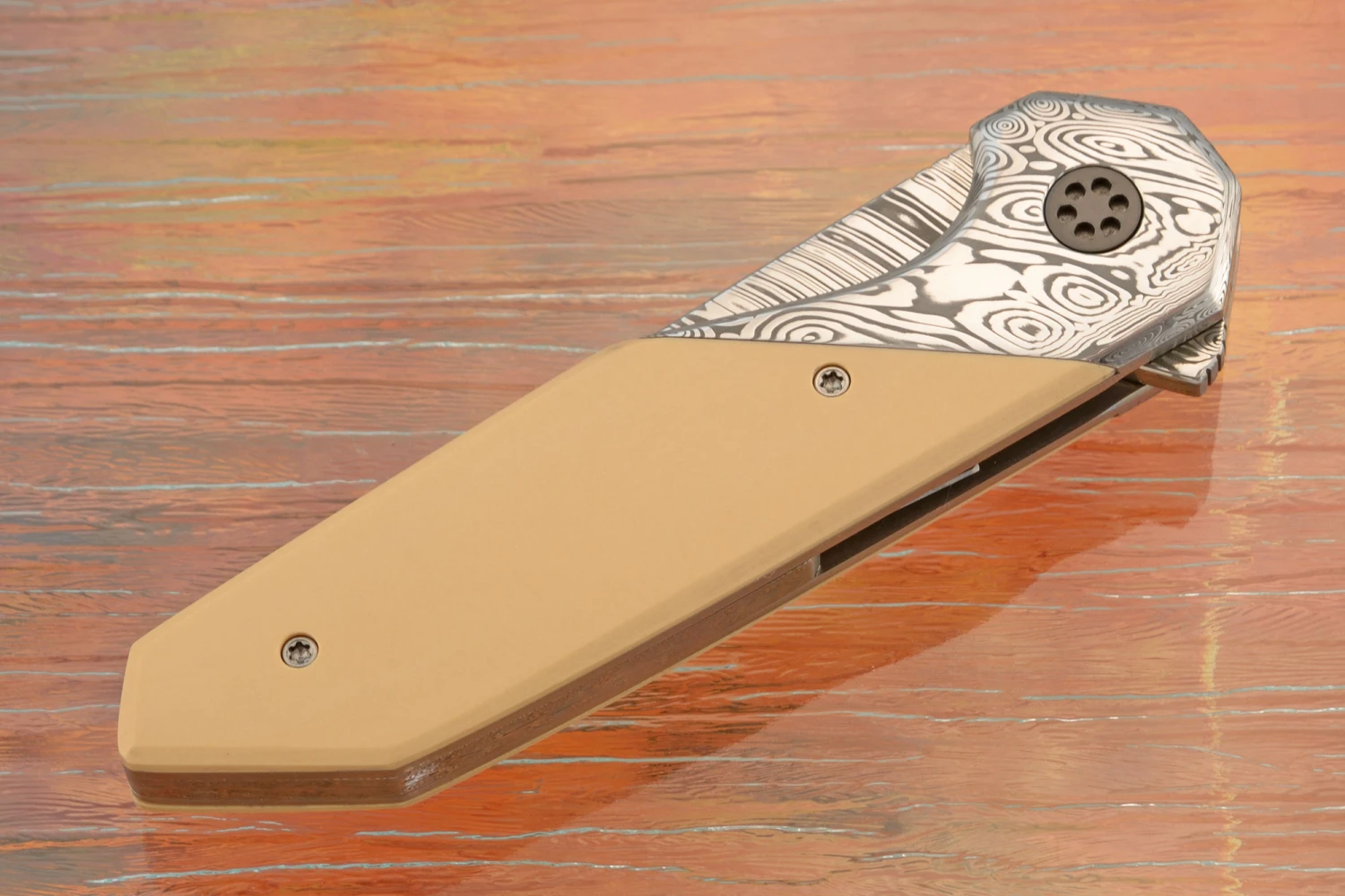 Laterus Flipper With Vintage Micarta And Damascus 3 Laterus Flipper With Vintage Micarta And Damascus - Image 3