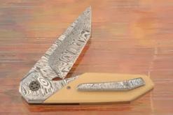 Laterus Flipper With Vintage Micarta And Damascus 11 Laterus Flipper With Vintage Micarta And Damascus -Optimal Knives Store 106336 5 x