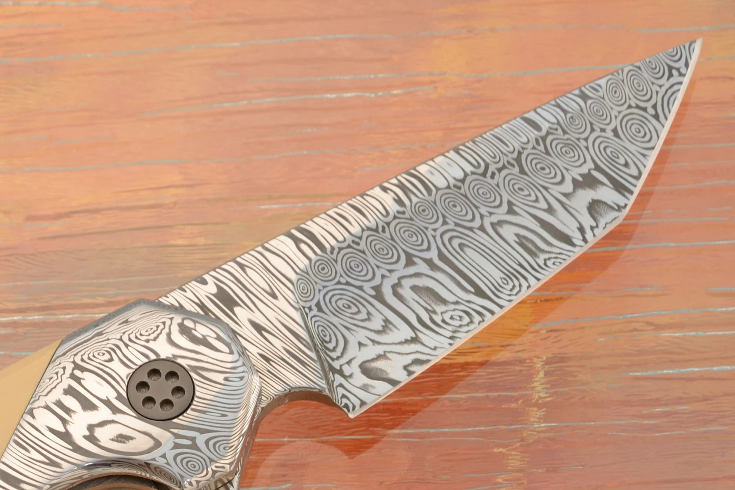 Laterus Flipper With Vintage Micarta And Damascus 6 Laterus Flipper With Vintage Micarta And Damascus - Image 6