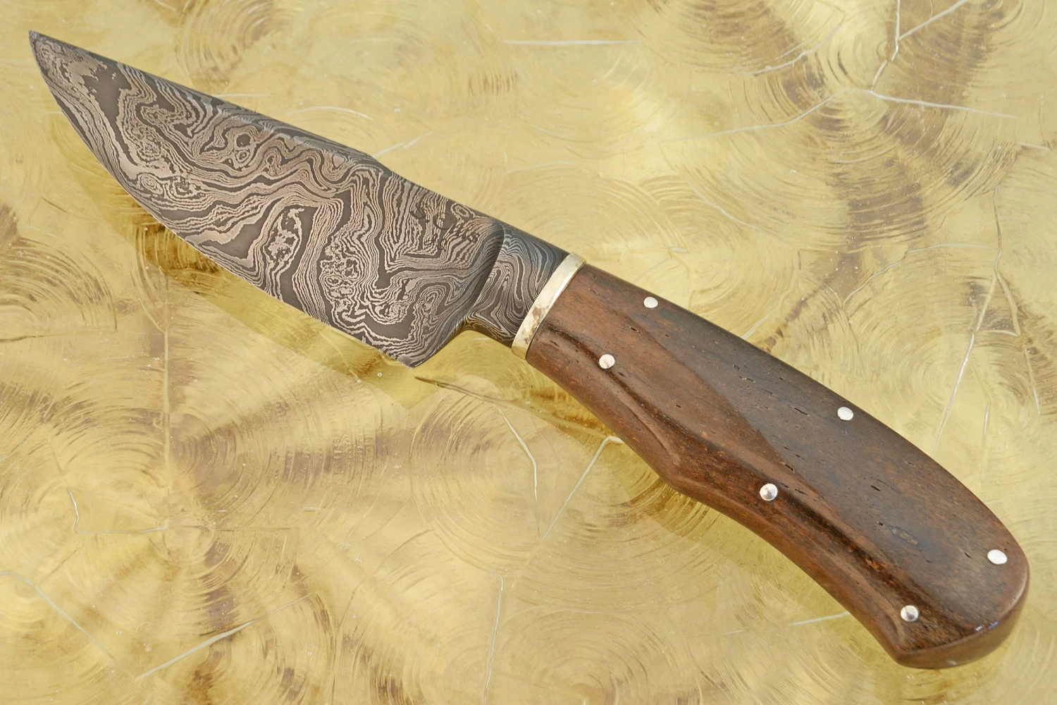 Integral Damascus Field Knife With Dinosaur Bone 2 Integral Damascus Field Knife With Dinosaur Bone - Image 2