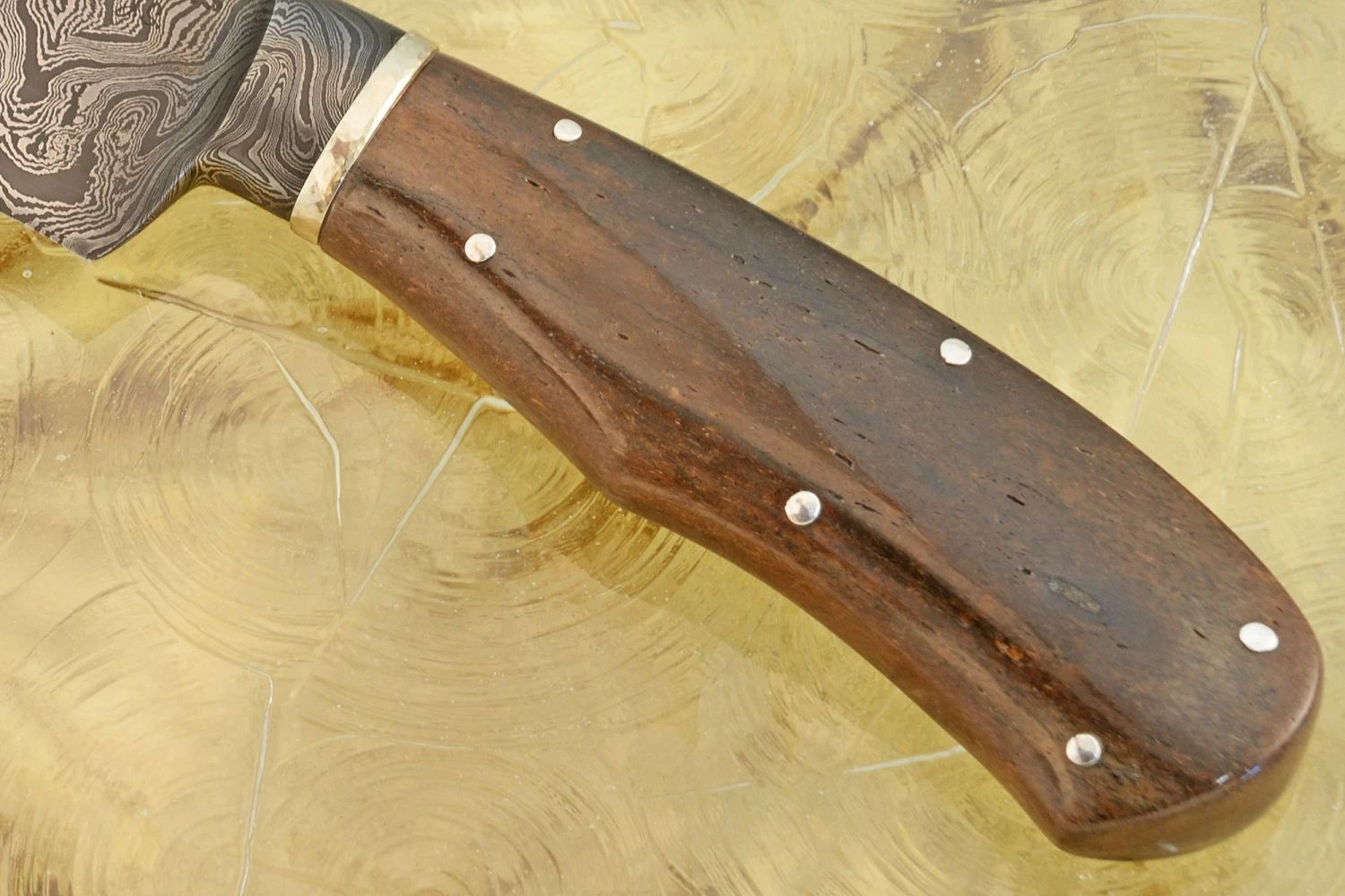 Integral Damascus Field Knife With Dinosaur Bone 4 Integral Damascus Field Knife With Dinosaur Bone - Image 4