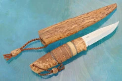 Puukko Hunter With Masur Birch, Mammoth Ivory, And Birch Bark