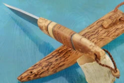 Puukko Hunter With Masur Birch, Mammoth Ivory, And Birch Bark -Optimal Knives Store 106435 3 x