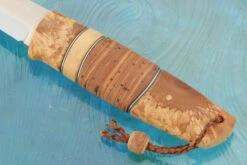 Puukko Hunter With Masur Birch, Mammoth Ivory, And Birch Bark -Optimal Knives Store 106435 4 x