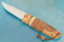 Puukko Hunter With Masur Birch, Mammoth Ivory, And Birch Bark -Optimal Knives Store 106435 5 x