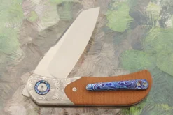 EXK Plus Front Flipper With Micarta, Timascus, And Damasteel - M390 (Ceramic Pivot) -Optimal Knives Store 106457 4 x