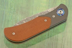 EXK Plus Front Flipper With Micarta And Timascus - Damasteel -Optimal Knives Store 106458 3 x