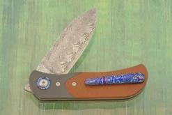 EXK Plus Front Flipper With Micarta And Timascus - Damasteel -Optimal Knives Store 106458 5 x