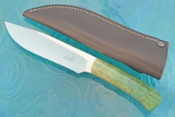 Large Drop Point Hunter With Spalted Curly Maple