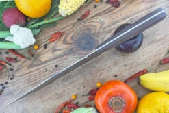 Chef's Knife (Cocinero 230mm) With Guayacan Ebony And O2 Carbon Steel -Optimal Knives Store 106569 3 x