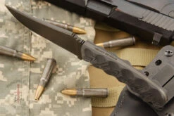 Belt Knife With Sculpted Black Laminate -Optimal Knives Store 106607 3 x