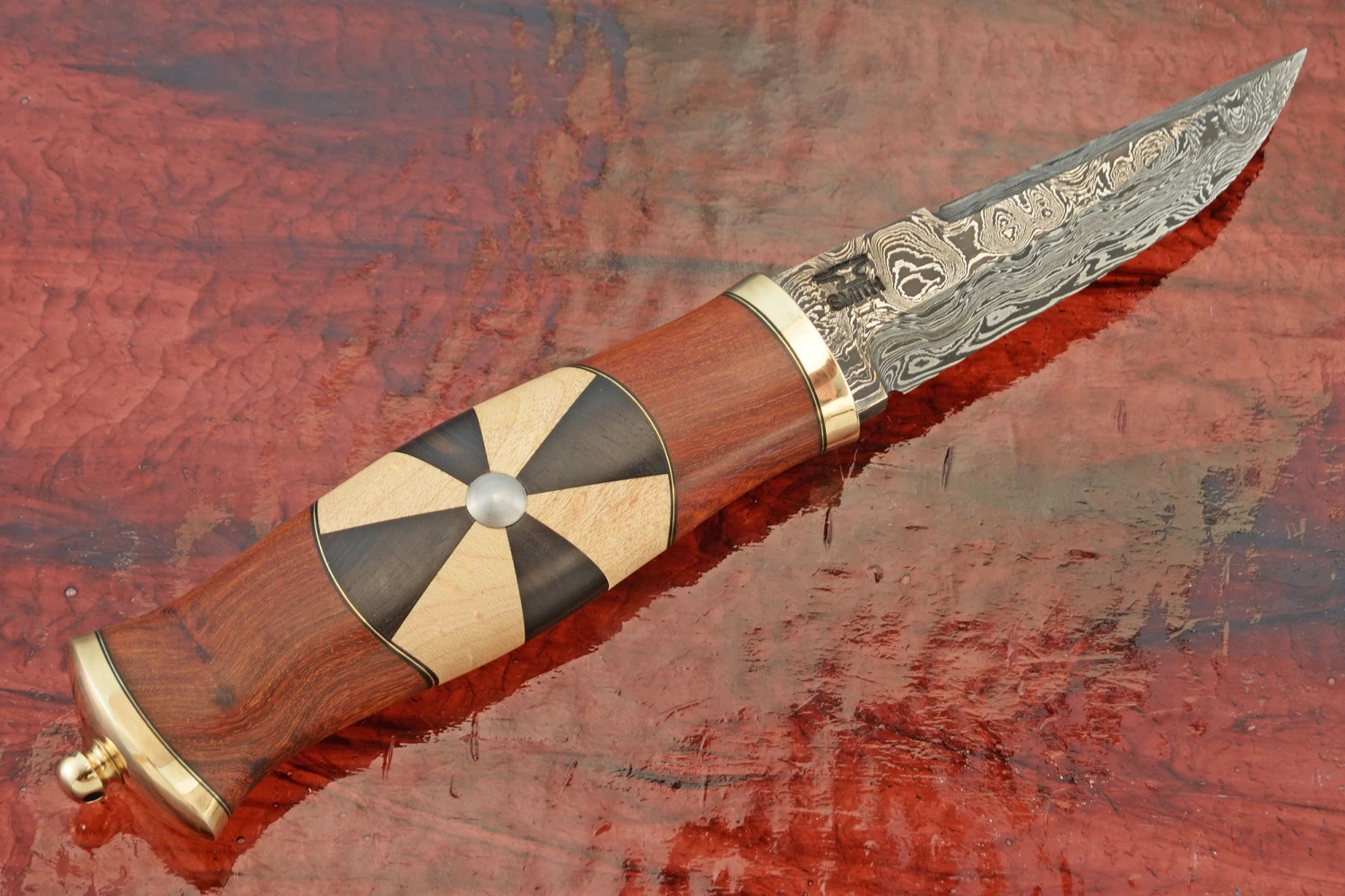 Shield Maiden Puukko With Damascus, Snake Bean, Ebony, And Maple 2 Shield Maiden Puukko With Damascus, Snake Bean, Ebony, And Maple - Image 2