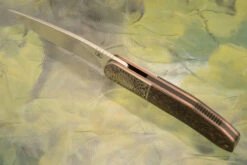 HI-06 Celtic Knot Engraved Front Flipper With Copper Snakeskin FatCarbon -Optimal Knives Store 106794 3 x