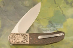 HI-06 Celtic Knot Engraved Front Flipper With Copper Snakeskin FatCarbon -Optimal Knives Store 106794 4 x