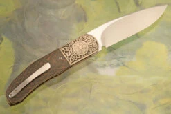 HI-06 Celtic Knot Engraved Front Flipper With Copper Snakeskin FatCarbon -Optimal Knives Store 106794 5 x