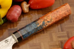 Chef's Knife (Petit Gyuto) With Masur Birch (5-1/2 In.) - VG10 San Mai Damascus -Optimal Knives Store 106824 3 x