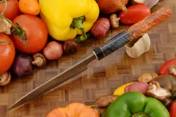 Chef's Knife (Petit Gyuto) With Masur Birch (5-1/2 In.) - VG10 San Mai Damascus -Optimal Knives Store 106824 4 x