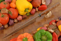 Chef's Knife (Gyuto) With Elm Burl (8-1/2 In.) - VG10 San Mai Damascus -Optimal Knives Store 106830 4 x