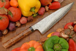 Chef's Knife (Gyuto) With Elm Burl (8-1/2 In.) - VG10 San Mai Damascus -Optimal Knives Store 106830 7 x