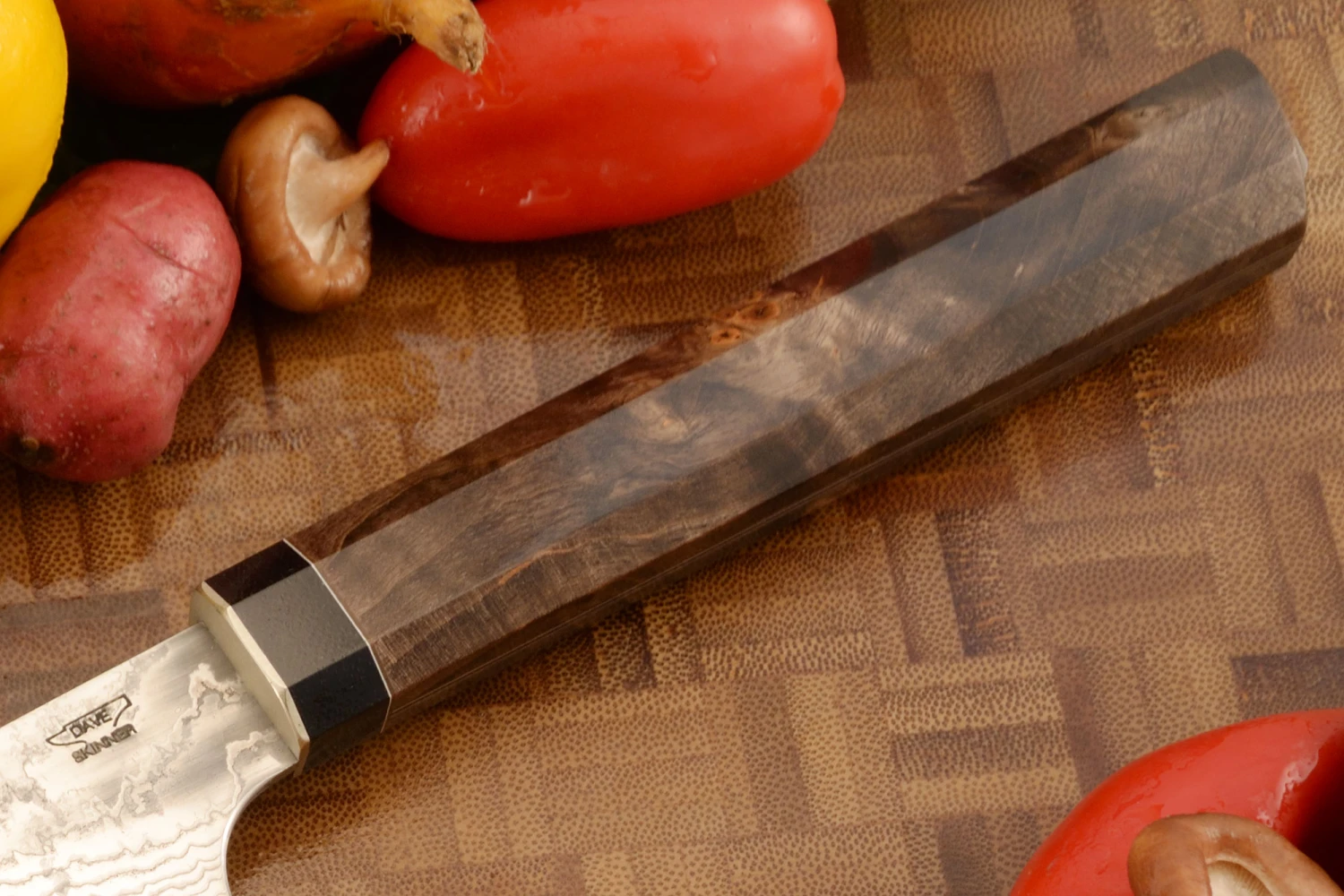 San Mai Damascus Chef's Knife (Bunka) With Elm (6-3/4 In.) 3 San Mai Damascus Chef's Knife (Bunka) With Elm (6-3/4 In.) - Image 3