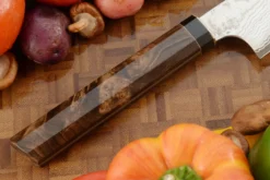 San Mai Damascus Chef's Knife (Bunka) With Elm (6-3/4 In.) 11 San Mai Damascus Chef's Knife (Bunka) With Elm (6-3/4 In.) -Optimal Knives Store 106832 5 x