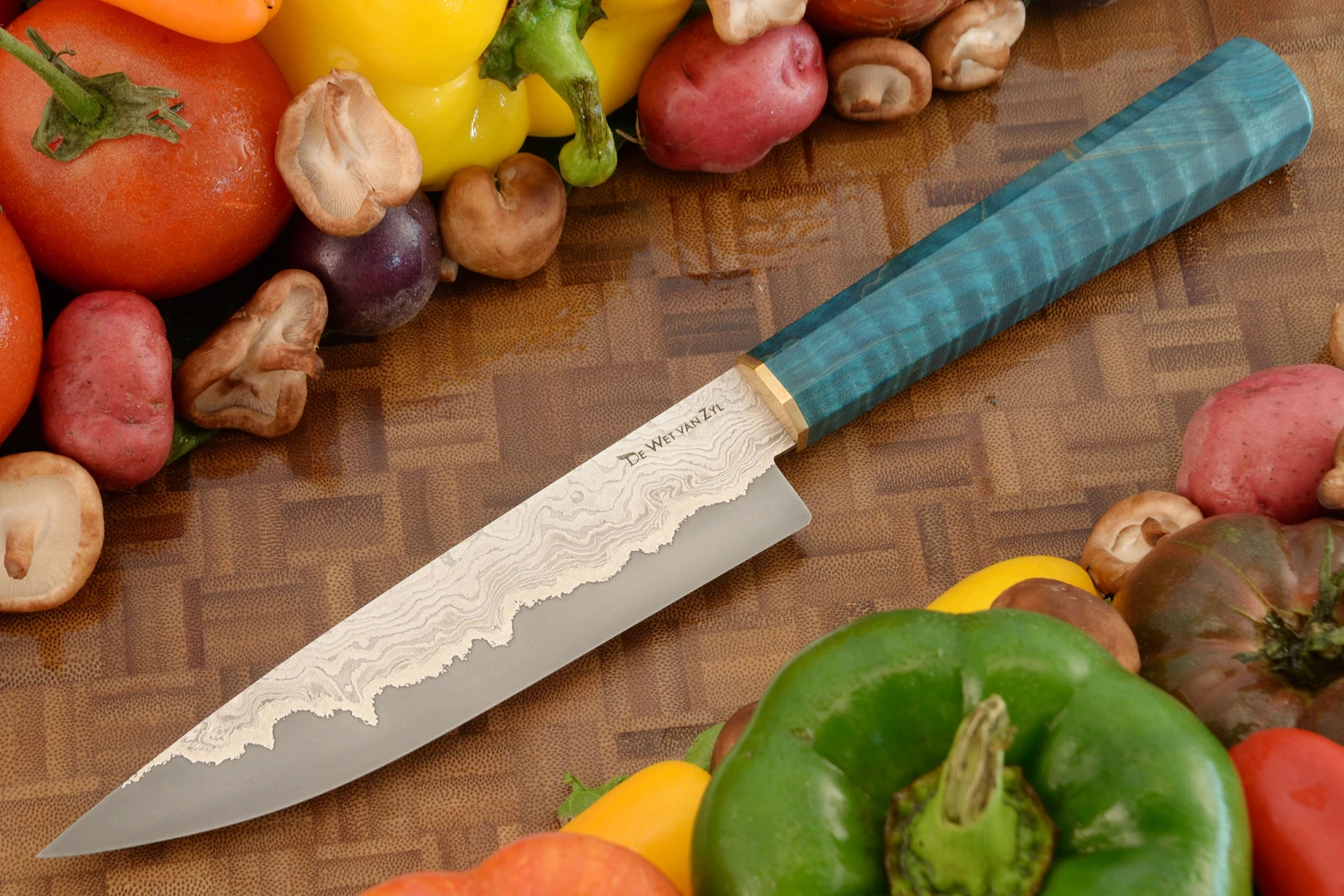 San Mai Damascus Utility With Curly Maple (6-1/4 In) 1 San Mai Damascus Utility With Curly Maple (6-1/4 In)