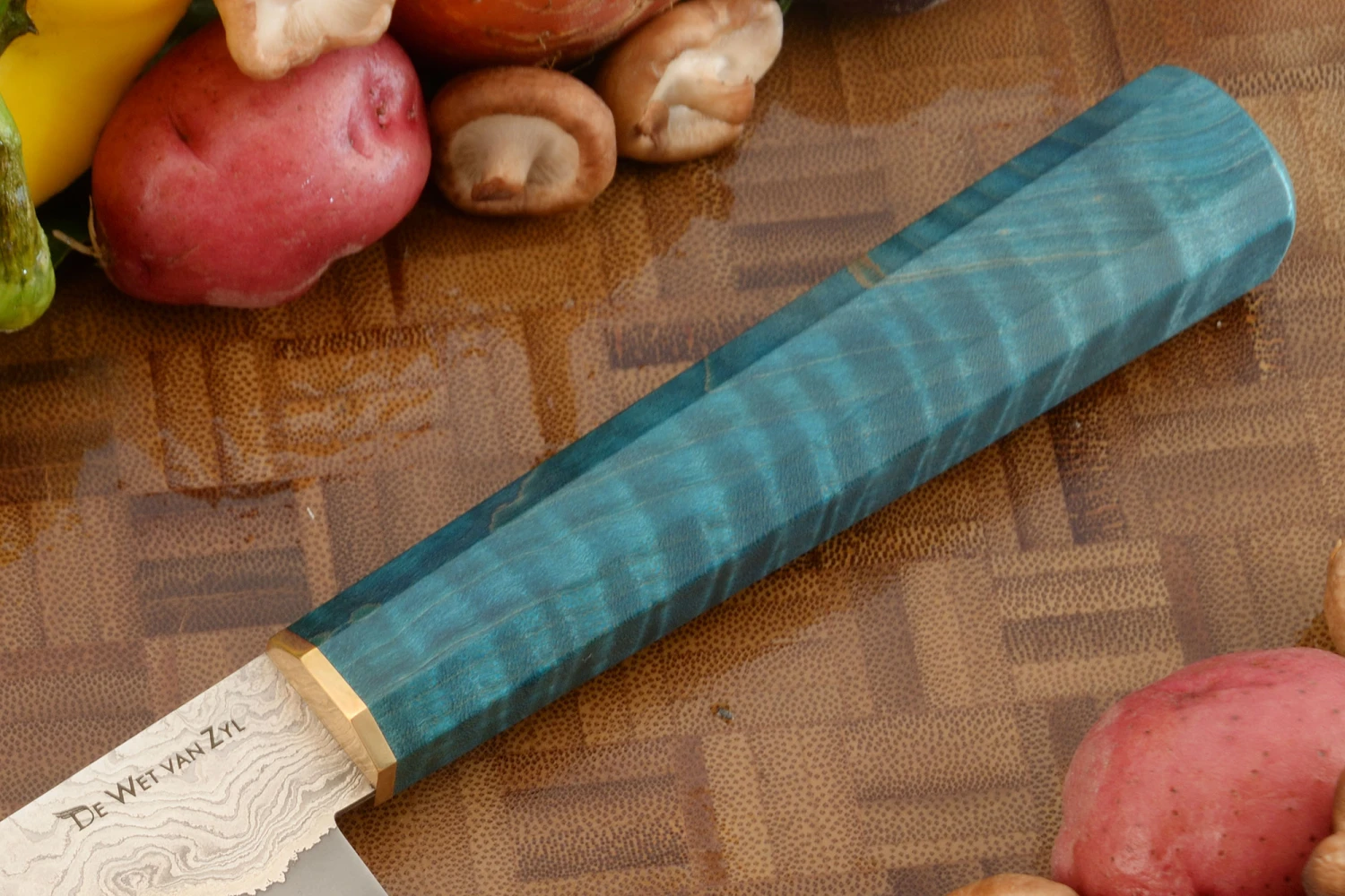 San Mai Damascus Utility With Curly Maple (6-1/4 In) 3 San Mai Damascus Utility With Curly Maple (6-1/4 In) - Image 3