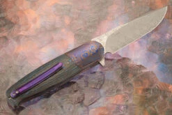 Damascus Flipper With Timascus, And Artic Storm FatCarbon (Ceramic IKBS) -Optimal Knives Store 106927 7 x