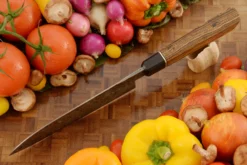 Damascus San Mai Chef's Knife (Santoku) With Bocote (6.8 In.) -Optimal Knives Store 106935 4 x