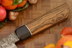 Damascus San Mai Chef's Knife (Santoku) With Bocote (6.8 In.) -Optimal Knives Store 106935 5 x