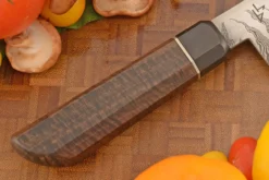 Flame Tooth Mosaic Damascus Chef's Knife (Gyuto) With Curly Walnut (7-1/2 In.) 9 Flame Tooth Mosaic Damascus Chef's Knife (Gyuto) With Curly Walnut (7-1/2 In.) -Optimal Knives Store 106937 3 x